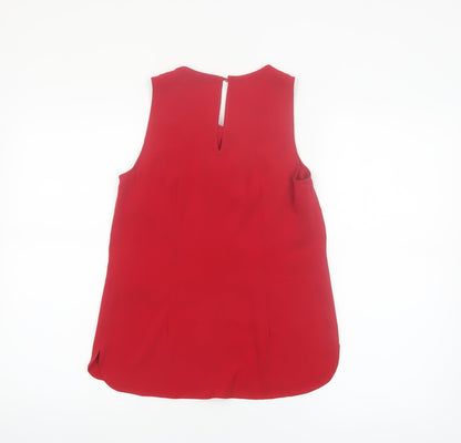 Coast Women's Red Sleeveless Blouse UK 6 Polyester Knot Front