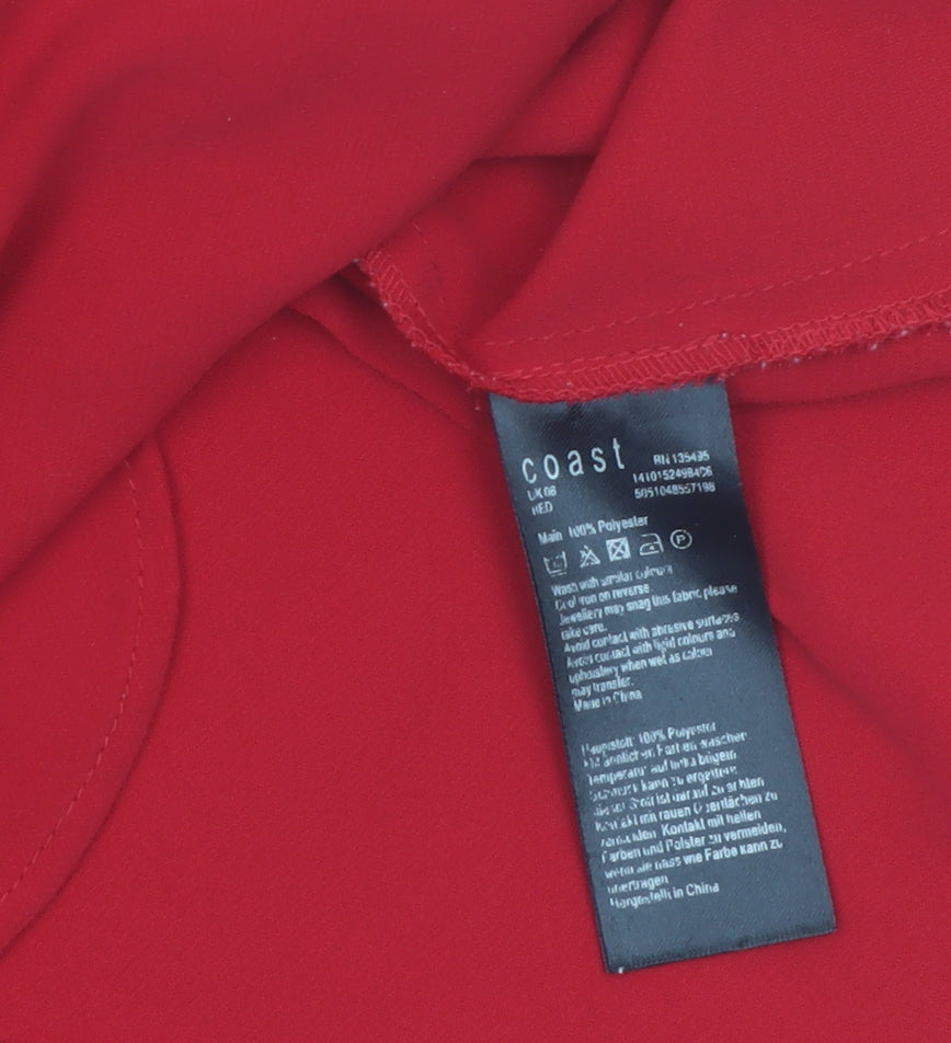 Coast Women's Red Sleeveless Blouse UK 6 Polyester Knot Front