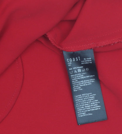 Coast Women's Red Sleeveless Blouse UK 6 Polyester Knot Front