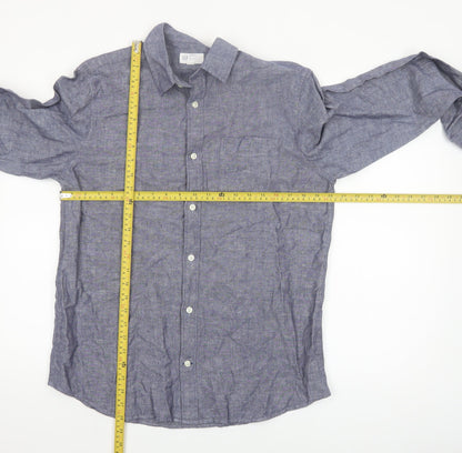 GAP Men's Blue Linen Long Sleeve Button-Up Shirt Size M Classic Fit