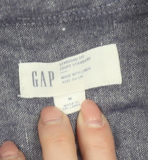 GAP Men's Blue Linen Long Sleeve Button-Up Shirt Size M Classic Fit