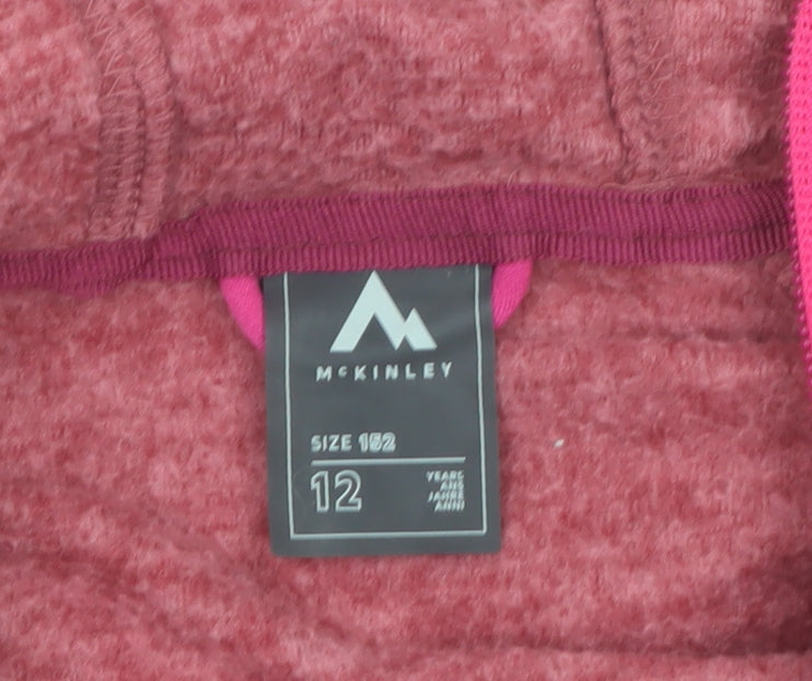 McKINLEY Girls Pink Full Zip Fleece Hoodie Size 12 Years