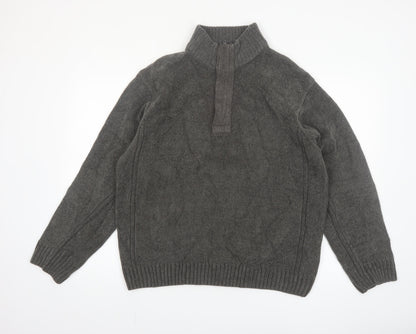 Dunnes Men’s Grey Acrylic 1/4 Zip High Neck Jumper L