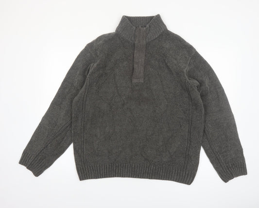 Dunnes Men’s Grey Acrylic 1/4 Zip High Neck Jumper L
