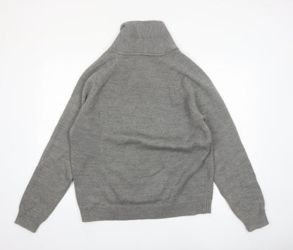 Threadbare Men's Grey Cable-Knit Shawl Collar Pullover Jumper Size L