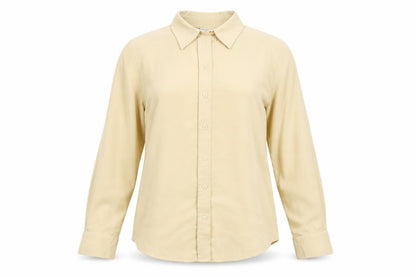 Liza Lovell Women Beige Button-Up Long Sleeve Polyester Shirt Size 10