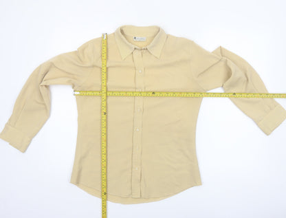 Liza Lovell Women Beige Button-Up Long Sleeve Polyester Shirt Size 10