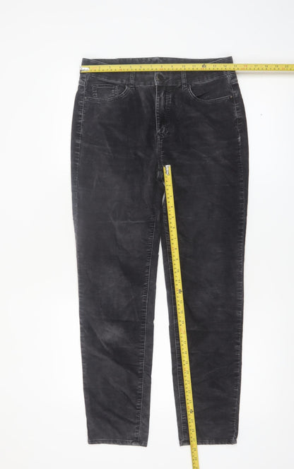 Massimo Dutti Women's Black Slim Chino Corduroy Trousers UK 8