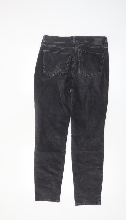 Massimo Dutti Women's Black Slim Chino Corduroy Trousers UK 8