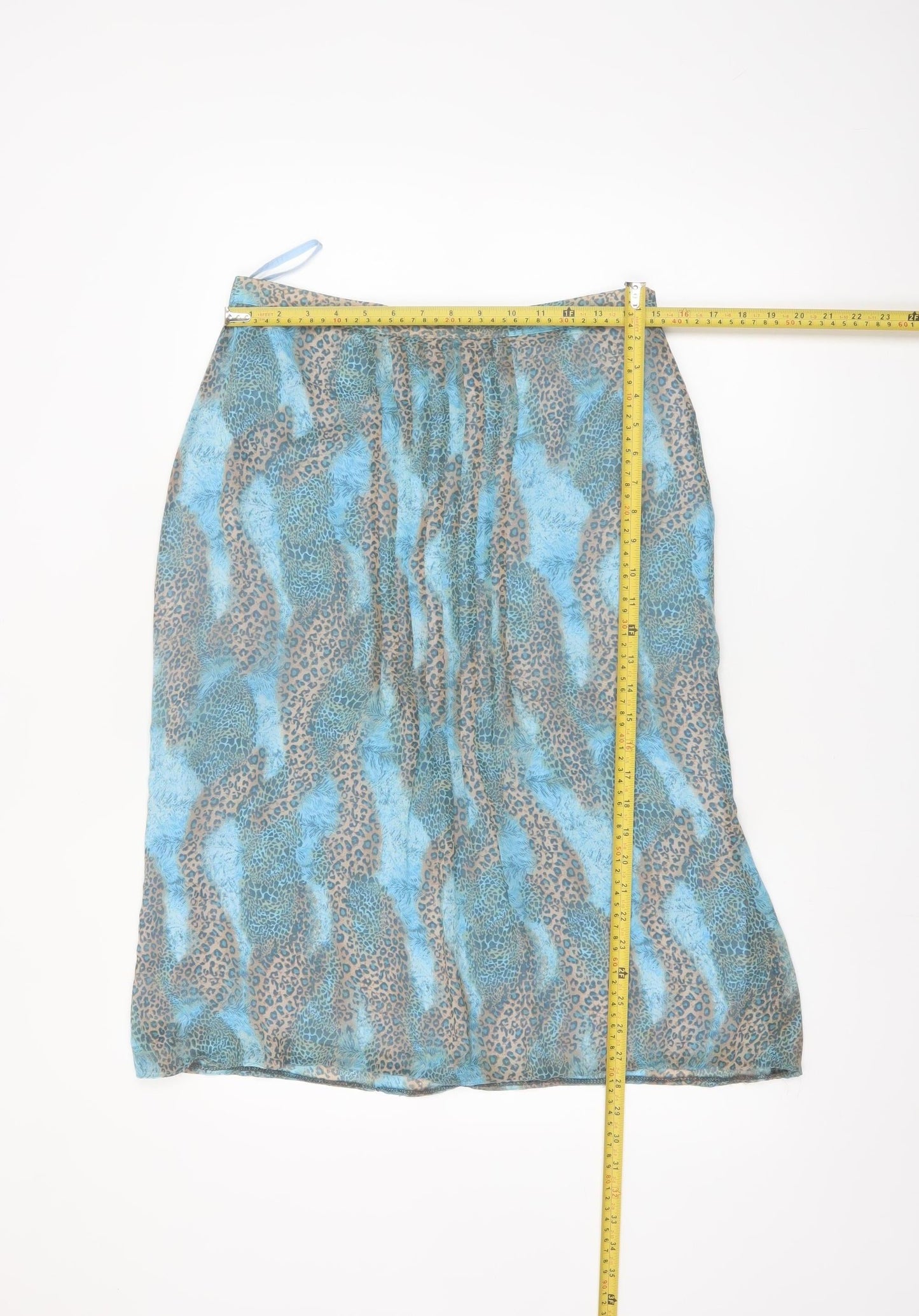 Wish Women's Blue Animal Print Midi A-Line Skirt Size 10