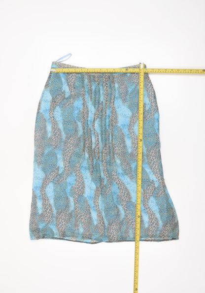 Wish Women's Blue Animal Print Midi A-Line Skirt Size 10
