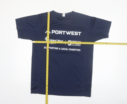 Roly Portwest Men's Navy Polyester Short Sleeve Active T-Shirt M