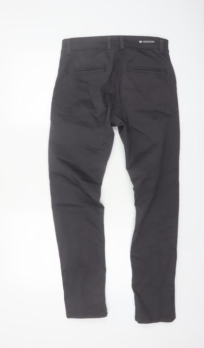 Enzo Jeans Men's Black Slim Fit Chino Trousers 30S