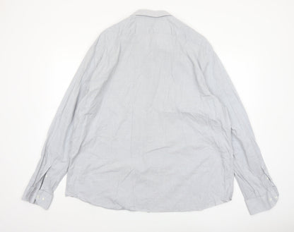Marks and Spencer Men's Grey 3XL Regular Fit Long Sleeve Cotton Shirt