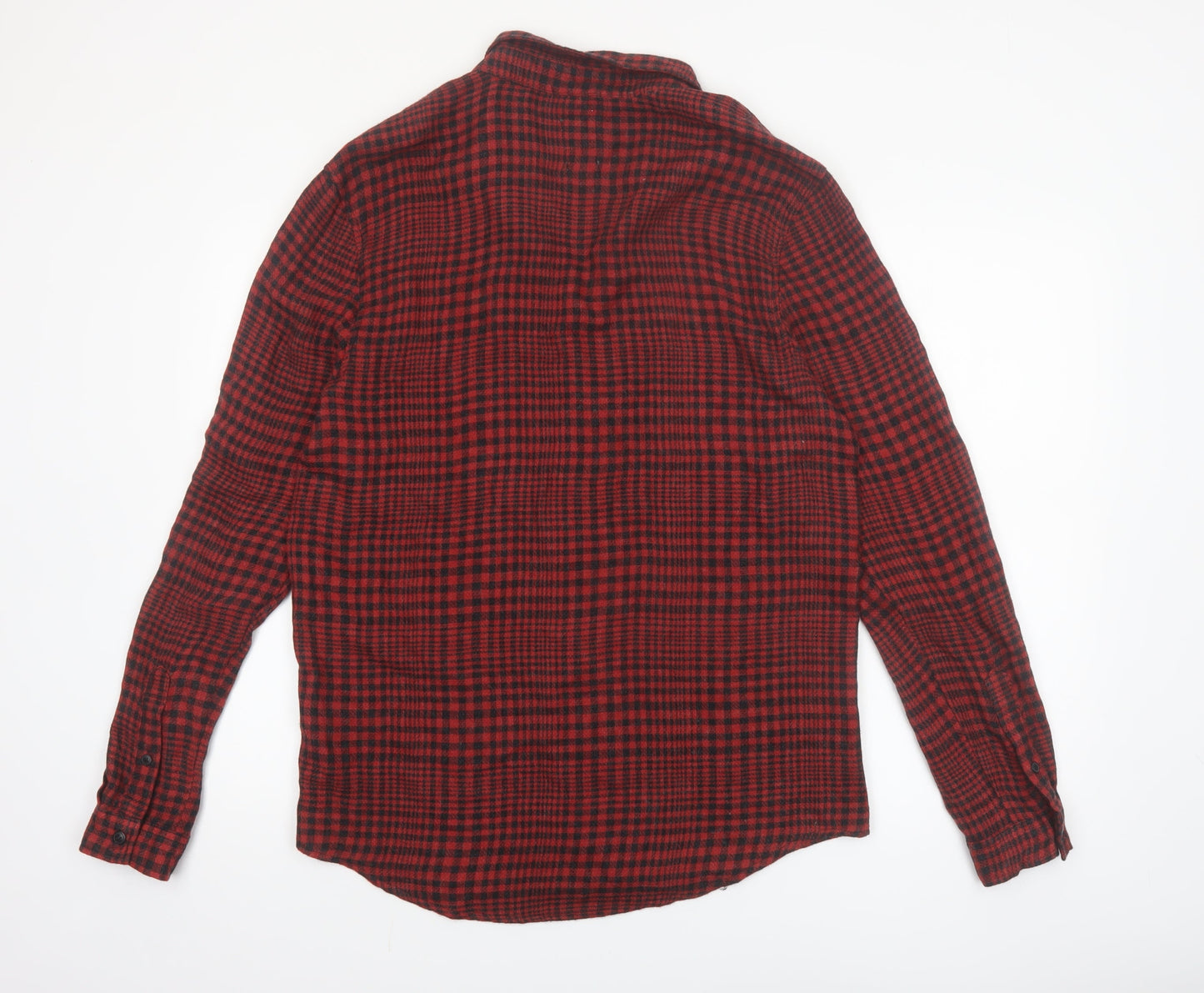ZARA Men's Red Check Long Sleeve Relaxed Fit Button-Up Shirt Size M