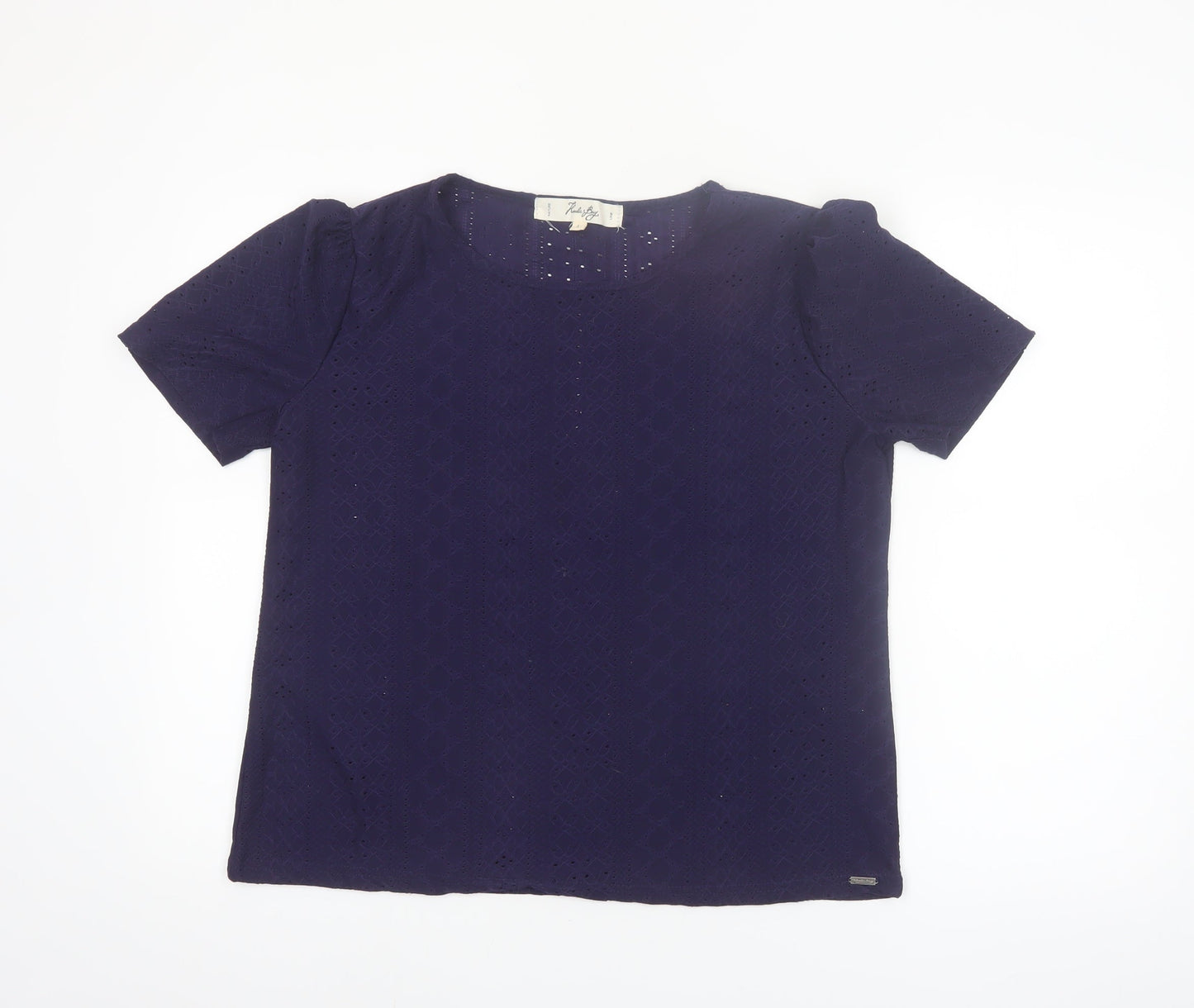 Koala Bay Women's Purple Lace Short Sleeve Blouse Size L