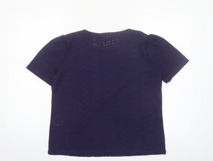 Koala Bay Women's Purple Lace Short Sleeve Blouse Size L