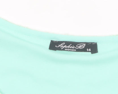 Sophie B Women Green Lace Tunic Blouse Size 14 Sleeveless