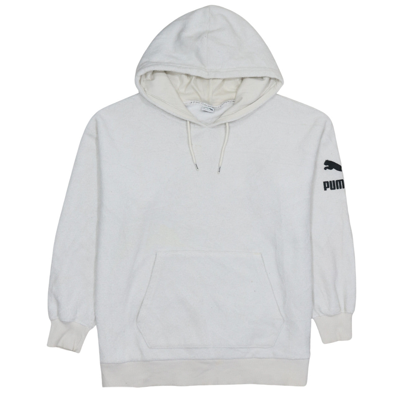 PUMA Women's Ivory XS Pullover Hoodie with Logo Sleeve Pocketed Sweatshirt