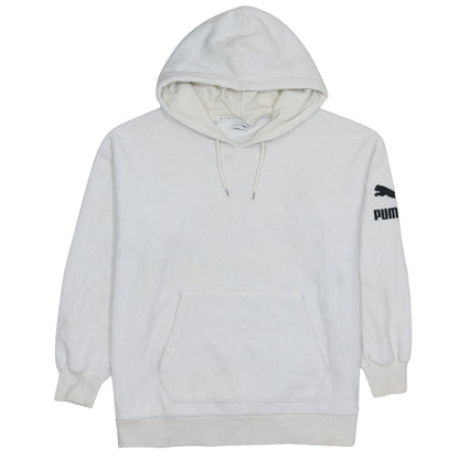 PUMA Women's Ivory XS Pullover Hoodie with Logo Sleeve Pocketed Sweatshirt