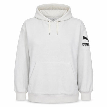 PUMA Women's Ivory XS Pullover Hoodie with Logo Sleeve Pocketed Sweatshirt
