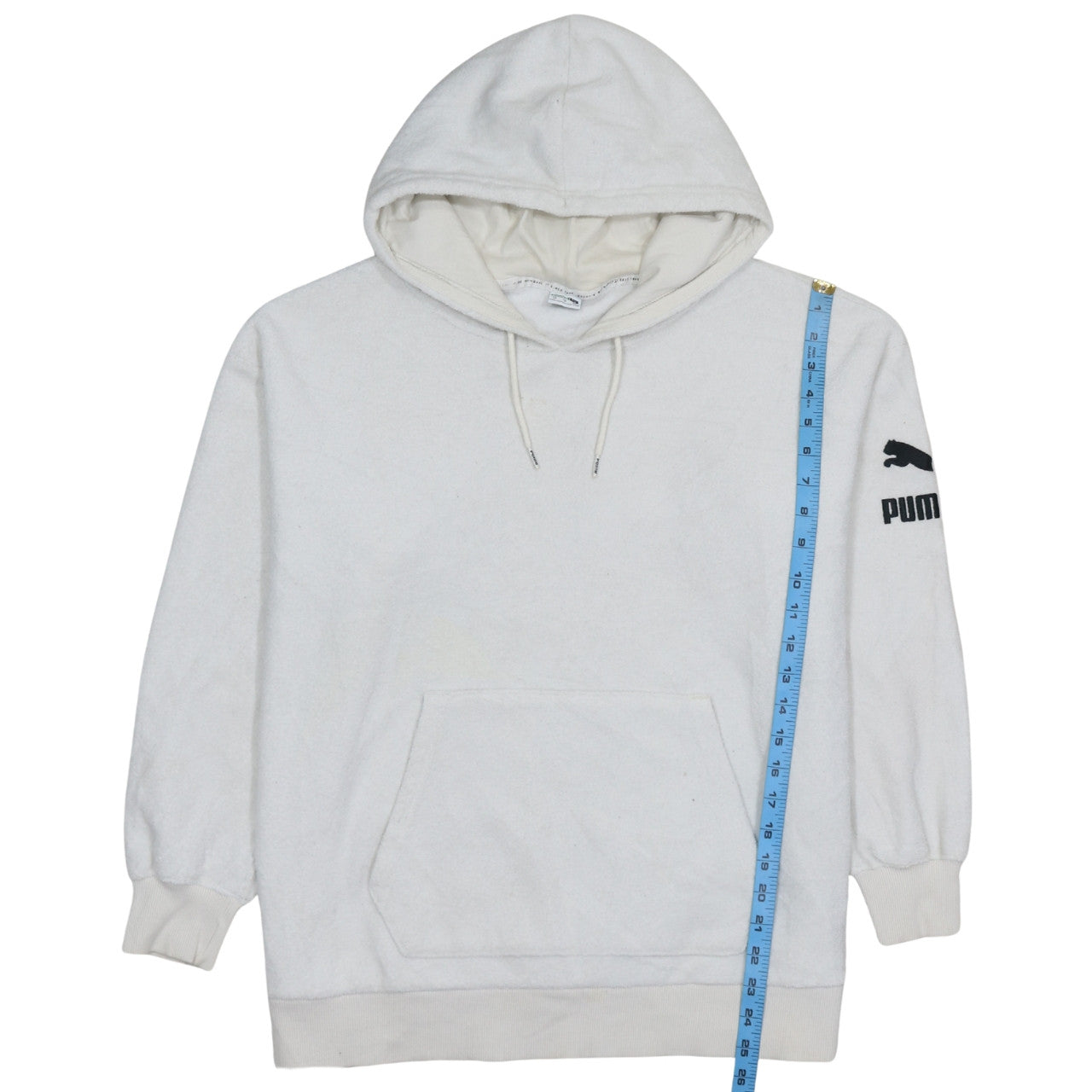 PUMA Women's Ivory XS Pullover Hoodie with Logo Sleeve Pocketed Sweatshirt