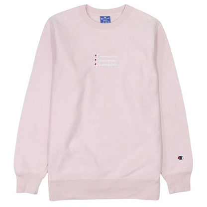 Champion Womens Pink Small Pullover Sweatshirt Crew Neck Logo Cotton Blend