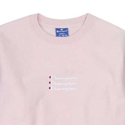 Champion Womens Pink Small Pullover Sweatshirt Crew Neck Logo Cotton Blend