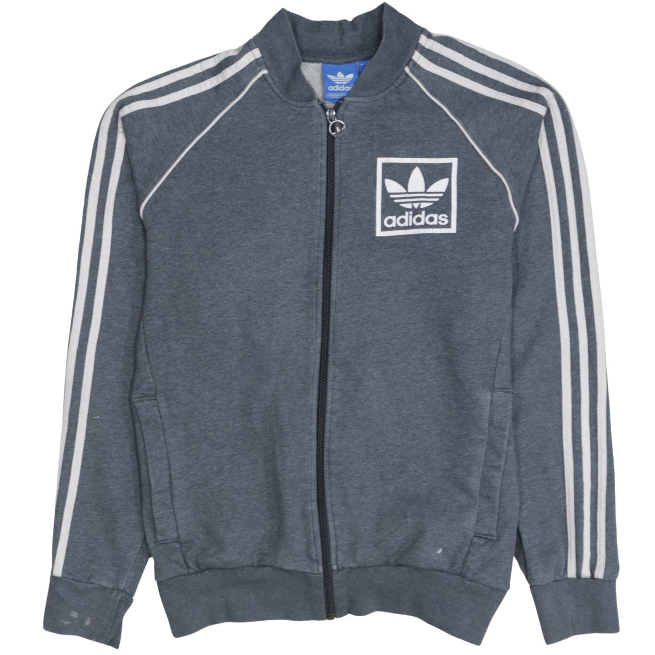 Adidas Mens Grey Track Jacket M Full Zip Retro Sports Style