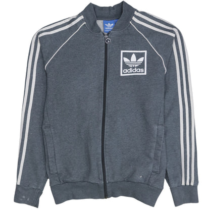 Adidas Mens Grey Track Jacket M Full Zip Retro Sports Style