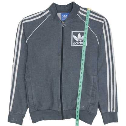 Adidas Mens Grey Track Jacket M Full Zip Retro Sports Style