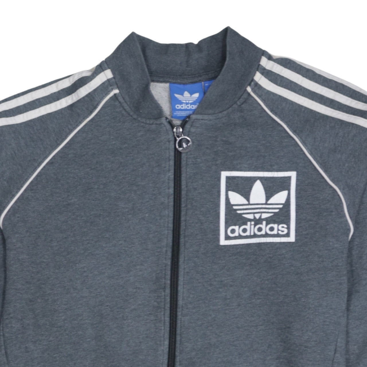Adidas Mens Grey Track Jacket M Full Zip Retro Sports Style