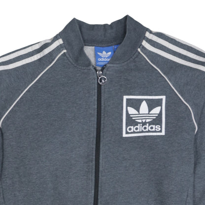 Adidas Mens Grey Track Jacket M Full Zip Retro Sports Style