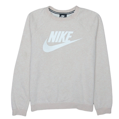 Nike Women Beige Crew Neck Pullover Sweatshirt Medium