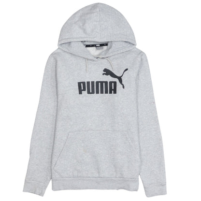 Puma Mens Grey Pullover Hoodie M Logo Fleece Sweatshirt