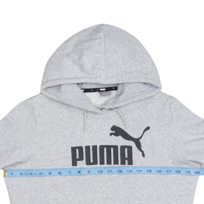 Puma Mens Grey Pullover Hoodie M Logo Fleece Sweatshirt