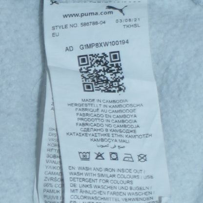 Puma Mens Grey Pullover Hoodie M Logo Fleece Sweatshirt