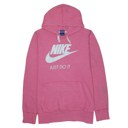 Nike Womens Pink Pullover Hoodie 1X Logo Print Cotton Blend