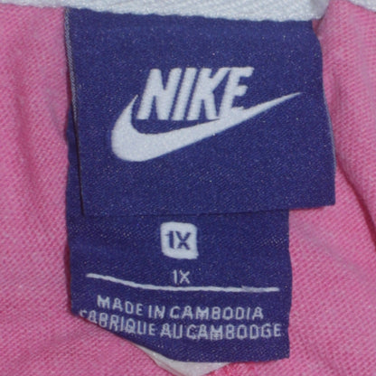Nike Womens Pink Pullover Hoodie 1X Logo Print Cotton Blend