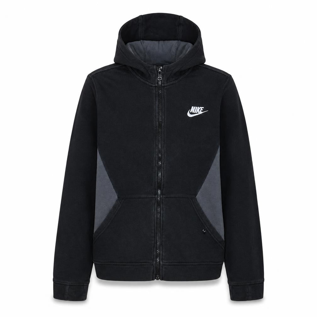 Front view of Nike boys’ black full zip hoodie xl 158-170cm fleece sweatshirt