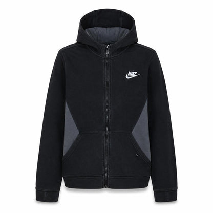 Front view of Nike boys’ black full zip hoodie xl 158-170cm fleece sweatshirt