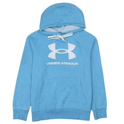 Under Armour Women Blue Pullover Hoodie Small Cotton Blend Logo