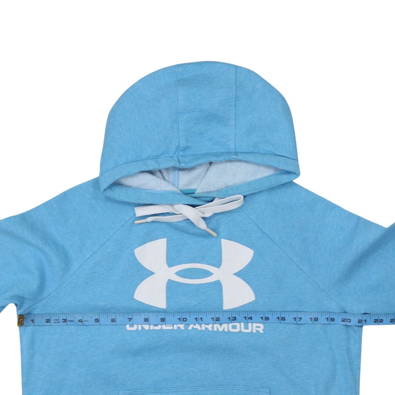 Under Armour Women Blue Pullover Hoodie Small Cotton Blend Logo