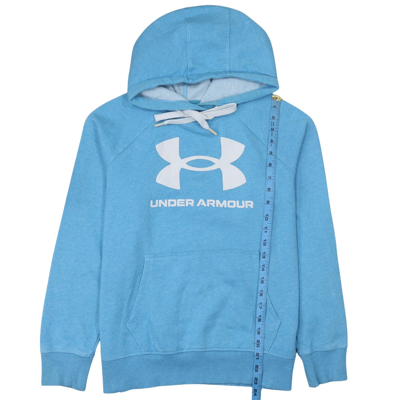 Under Armour Women Blue Pullover Hoodie Small Cotton Blend Logo