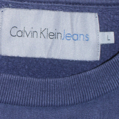 Calvin Klein Jeans Men's Blue Logo Sweatshirt L Pullover Cotton