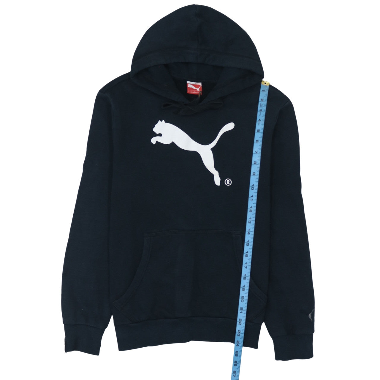 Puma Women's Black Pullover Hoodie Small Cotton Blend Logo Sweatshirt