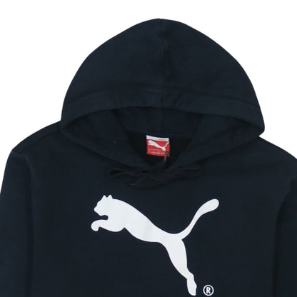 Puma Women's Black Pullover Hoodie Small Cotton Blend Logo Sweatshirt