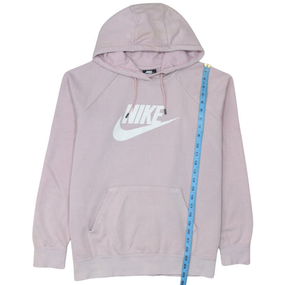 Nike Women’s Pink Pullover Hoodie L Logo Print Cotton Blend
