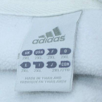 Adidas Men’s White 2XL Full Zip Hoodie with Logo Stripes