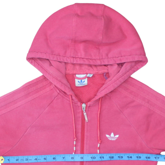 Adidas Womens Pink Full Zip Hoodie Sweatshirt Size M Cotton Blend